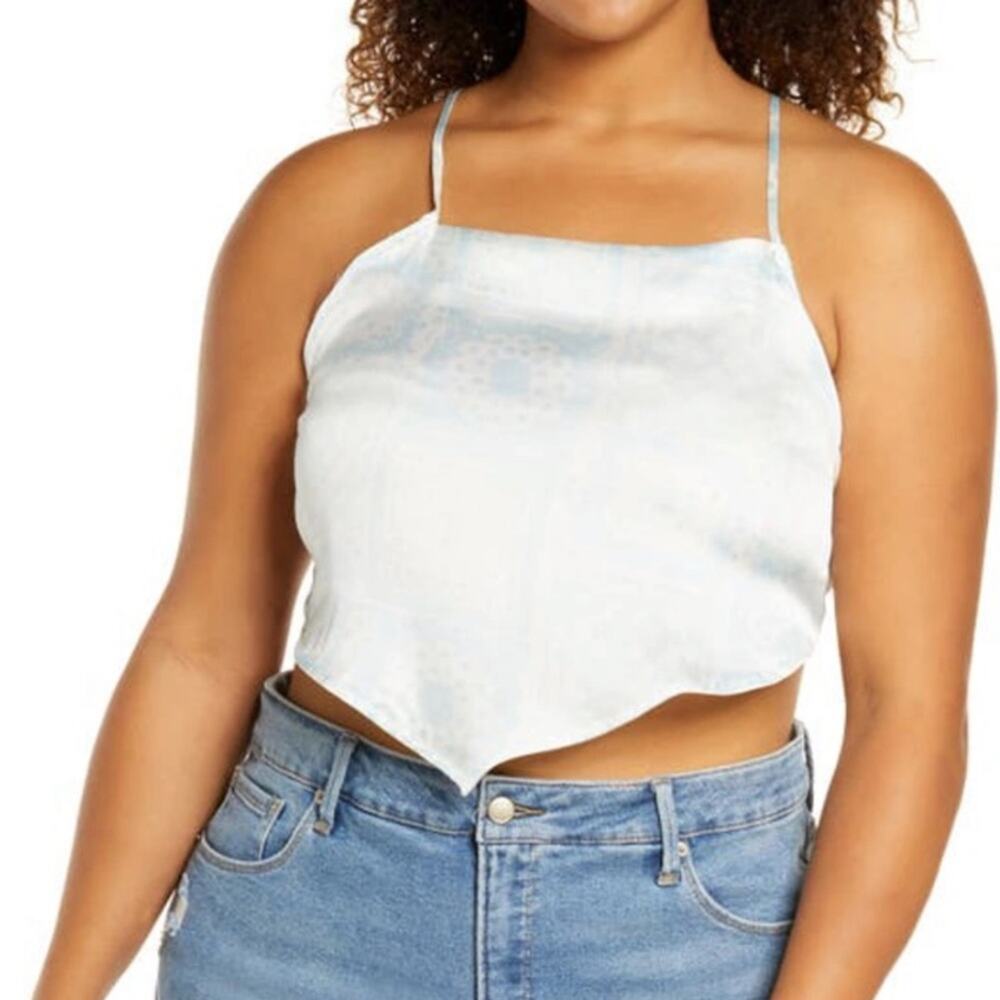 BP NWT Handkerchief Silky Tie Back Crop Top Plus Size 3X Festival Summer Pool
